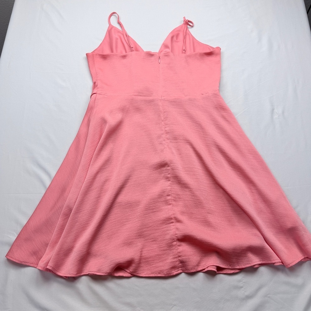 Express Coral Pink Wrap Mini Dress with Tie - Picture 2 of 8
